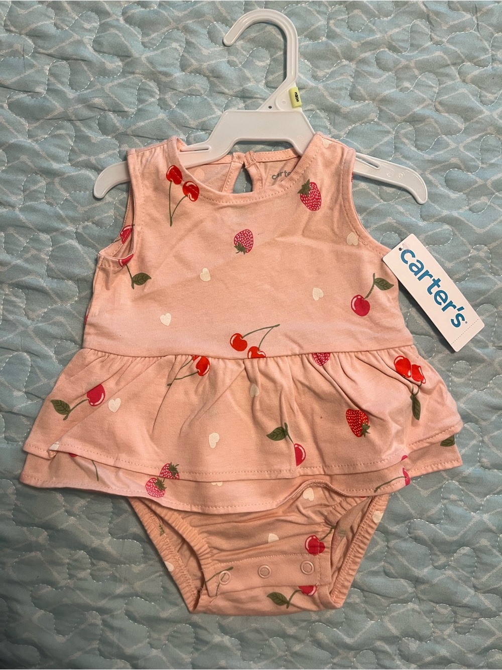 Carter's Pink Fruit-Print Sleeveless Baby One-Piece with Ruffle Skirt